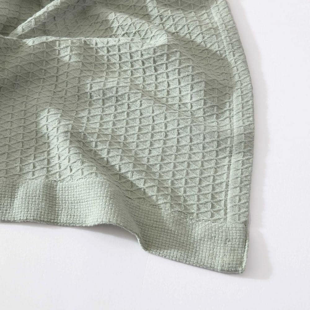 Sage Green King Cotton Reversible Textured Blanket