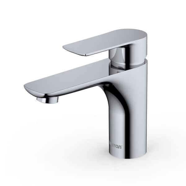 Karran Kayes Single Handle Single Hole Bathroom Faucet with Matching Pop-Up Drain in Chrome