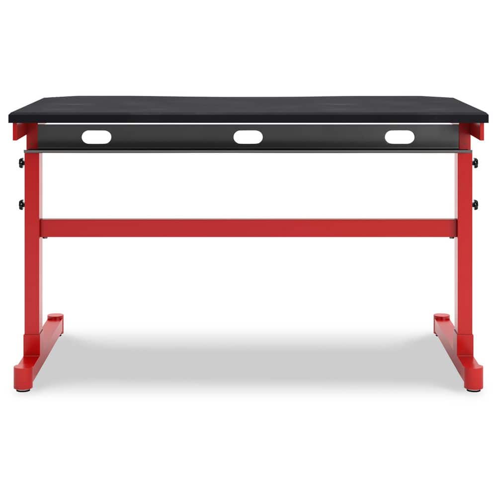 Red and Black Adjustable Height Gaming Desk with Power Outlet