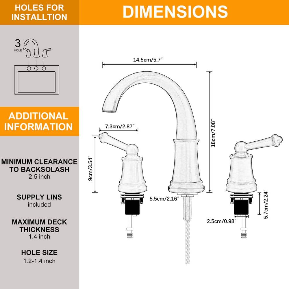 Oil Rubbed Bronze Widespread Bathroom Faucet with Brass Handles