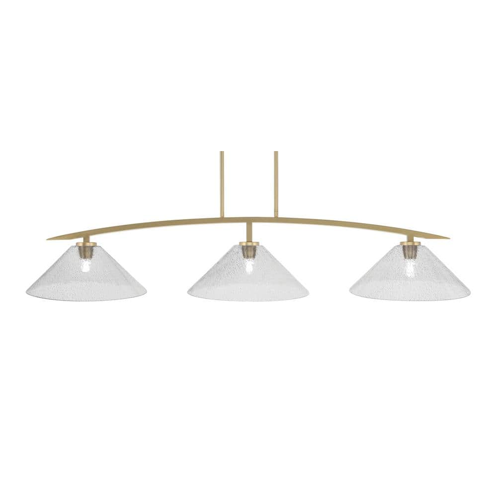 Siena 3-Light New Age Brass Billiard Light with 16 in. Smoke Bubble Glass S