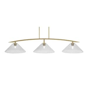 Siena 3-Light New Age Brass Billiard Light with 16 in. Smoke Bubble Glass Shades No Bulbs Included