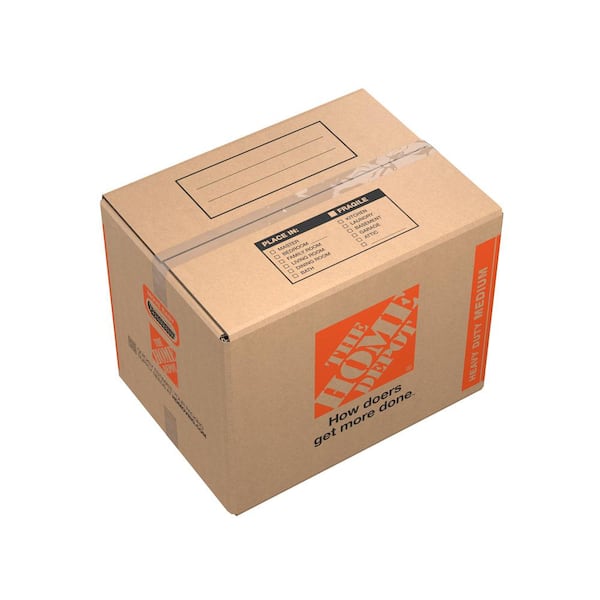 The Home Depot 21 in. L x 15 in. W x 16 in. D Heavy-Duty Medium Moving Box with Handles