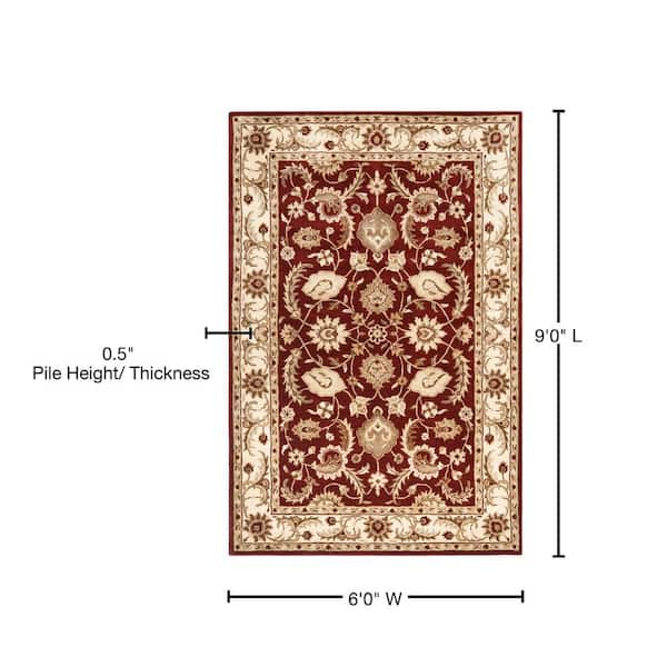 SAFAVIEH Royalty Red/Ivory 6 ft. x 9 ft. Border Area Rug ROY244B-6