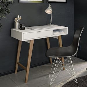 Windsor 35 in. White Writing Desk with Storage