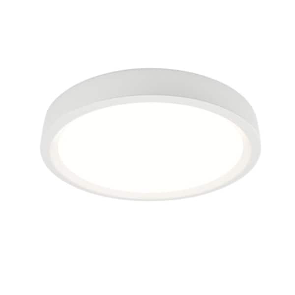 White 7in Round Integrated LED Surface Light, Slim Flush Mount Ceiling Light, Low Glare, Edge-Lit Tech, 3500K, 950 Lumen
