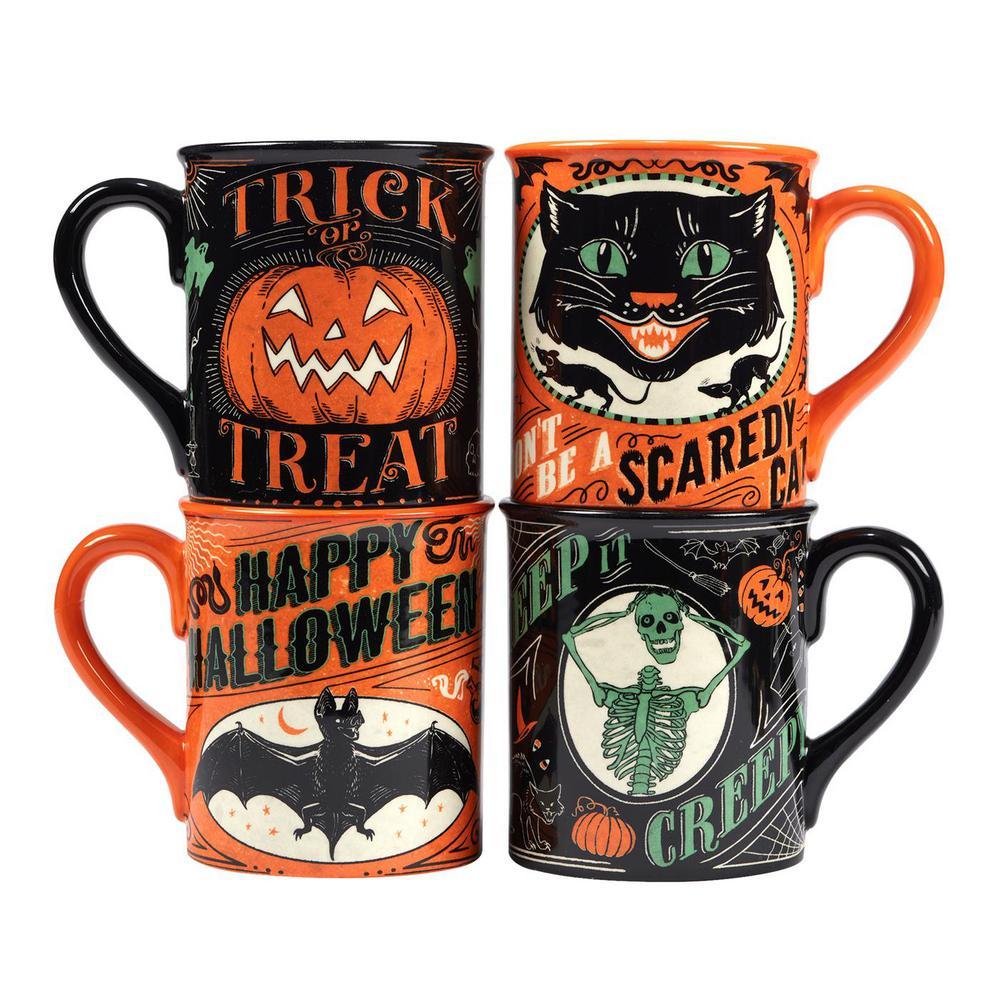 Scaredy Cat 5 in. 18 oz. Multicolored Earthenware Mug Assorted (Set of 4)