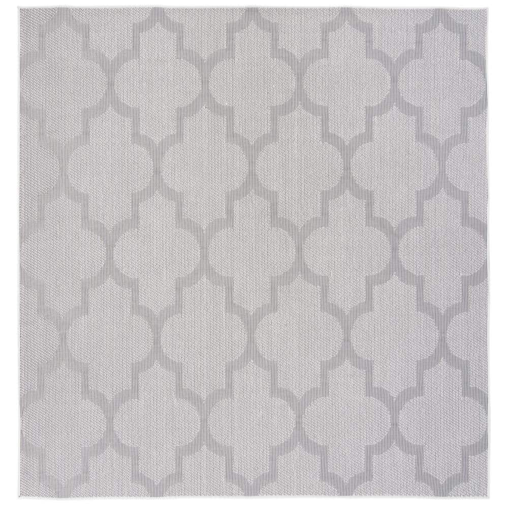 SAFAVIEH Bermuda Ivory/Light Gray 8 ft. x 8 ft. Square Geometric Indoor ...