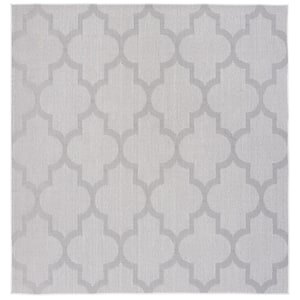 Bermuda Ivory/Light Gray 8 ft. x 8 ft. Square Geometric Indoor/Outdoor Area Rug