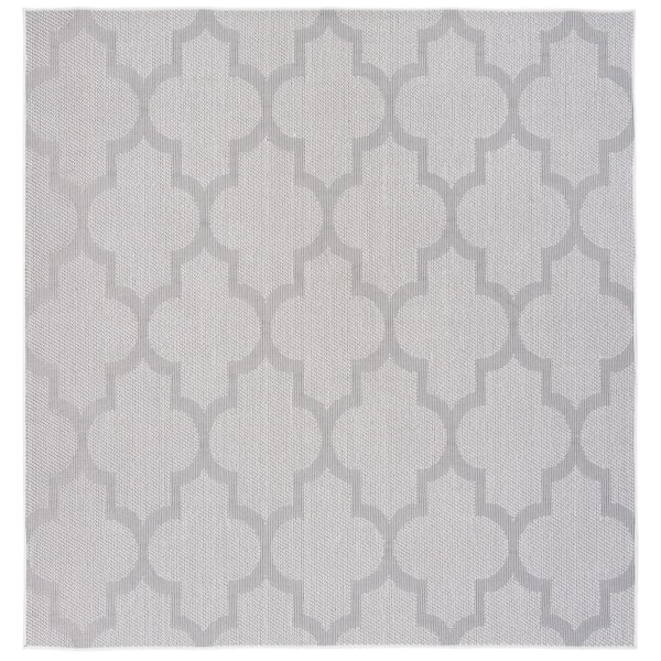 SAFAVIEH Bermuda Ivory/Light Gray 8 ft. x 8 ft. Square Geometric Indoor/Outdoor Area Rug