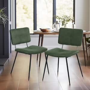 Karomi Green Fabric Upholstered Side Dining Chairs(Set of 2)