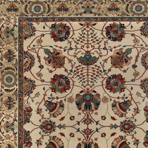 8 ft. x 10 ft. Ivory, Black Geometric Washable Area Rug