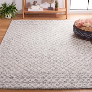 Abstract Gray/Ivory 5 ft. x 8 ft. Border Striped Area Rug