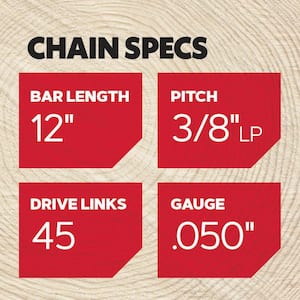 S45 Chainsaw Chain for 12 in. Bar, Fits Echo, Craftsman, Poulan, Makita, Remington, Husqvarna and more