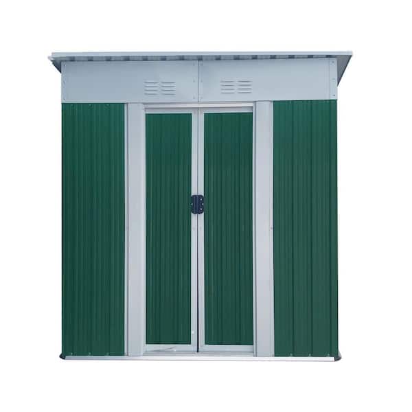 5 ft. W x 3 ft. D Outdoor Mini Metal Storage Shed, Tool House w/ Aluminum Alloy Frame for Patio, Lawn, Green(14 sq. ft.)
