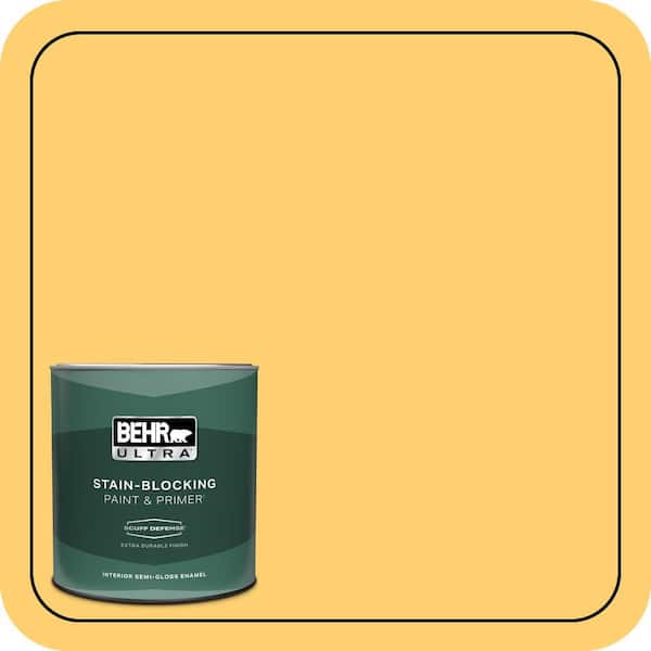 BEHR ULTRA 1 qt. #320B-6 Mellow Yellow Extra Durable Semi-Gloss Enamel Interior Paint & Primer