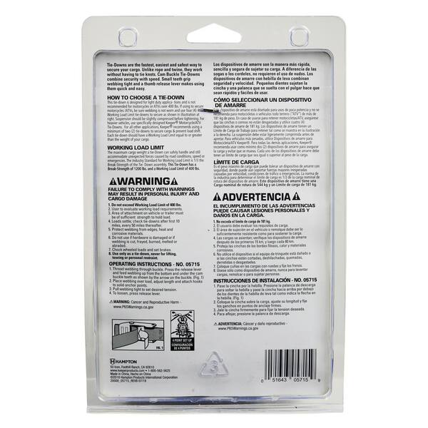 thumbnail interactive-video image 1 of Cam Buckle Tie Down Straps, 6 Feet Length, 2 Pack 1 of 1