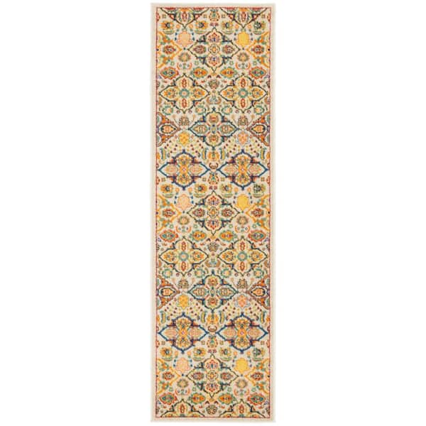 Nourison Allur Ivory Multicolor 2 ft. x 6 ft. All-over design Transitional Runner Area Rug
