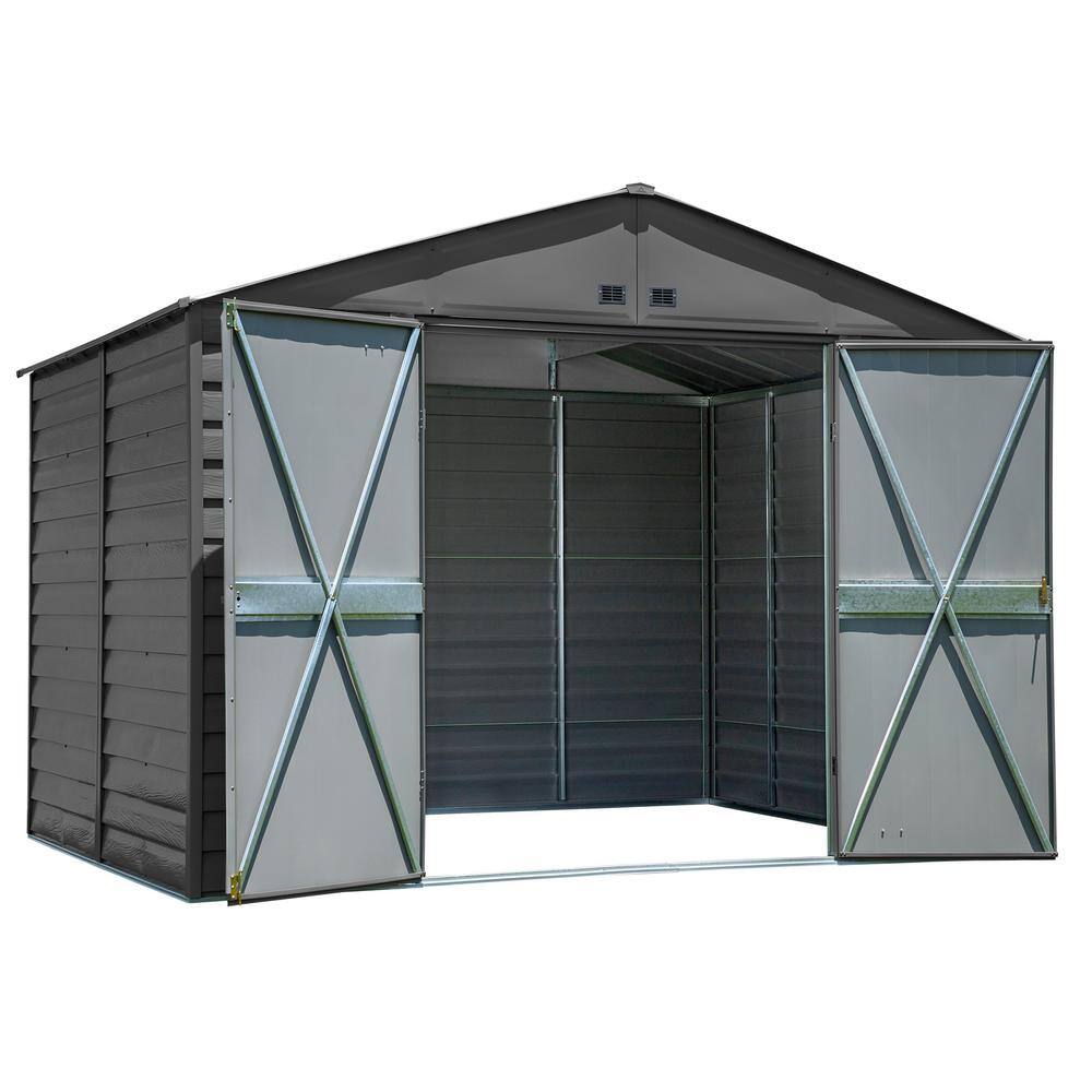 Charcoal 10' x 8' Galvanized Steel Peak Roof Storage Shed