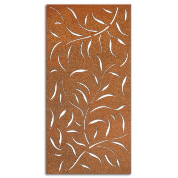 Leafspray 3 ft. x 6 ft. Decorative Privacy Panel in Oxy-Shield Weathered STEEL with Screws