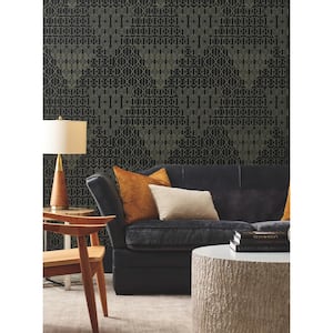 60.75 sq.ft. Black Modern Chandelier Wallpaper
