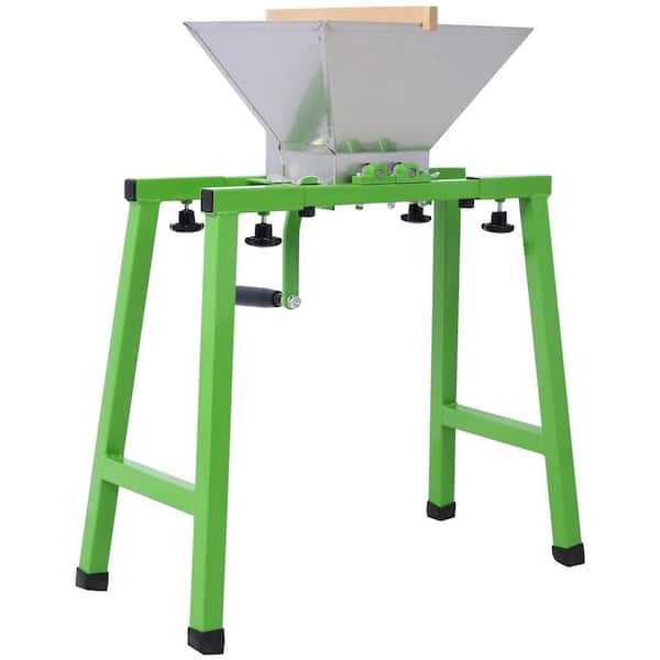 7L Manual Fruit Grinder with Stand and Wheel, Portable Stainless Steel Fruit Scratter Pulper for Wine and Cider Pressing
