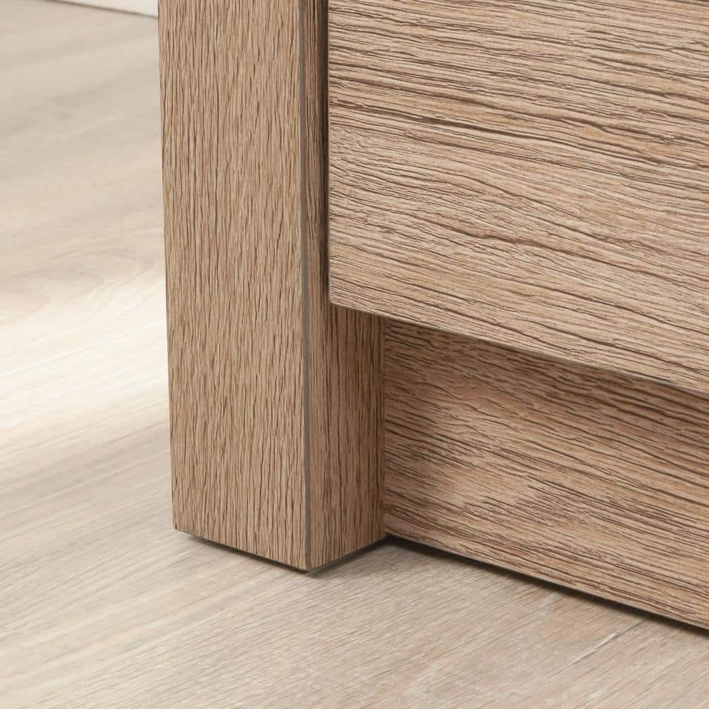 Brushed Oak 2-Drawer Lockable Lateral File Cabinet with Pebble White Accent