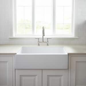 Turner 30 in. Farmhouse Apron Front Undermount Single Bowl Crisp White Fireclay Kitchen Sink