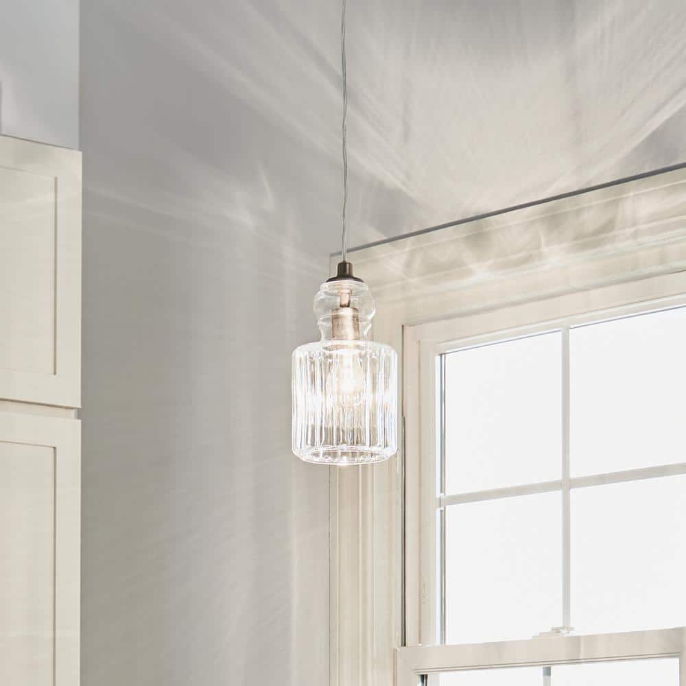 Riviera 5.75" Mini Pendant Light in Brushed Nickel with Clear Glass