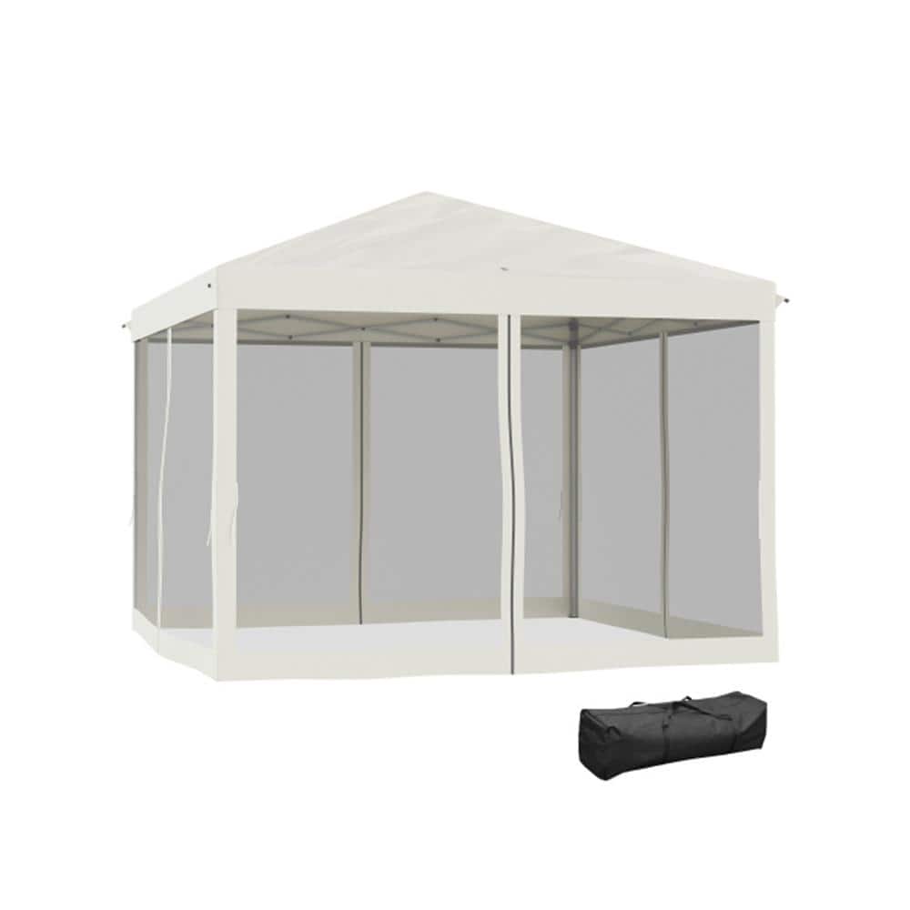 10 ft. x 10 ft. Outdoor Steel Event/Party Pop Up Tent Canopy with Removable Mesh Sidewalls in Beige price history on PriceWatchPro