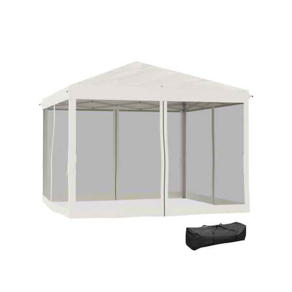 ITOPFOX 10 ft. x 10 ft. Outdoor Steel Event/Party Pop Up Tent Canopy with Removable Mesh Sidewalls in Beige