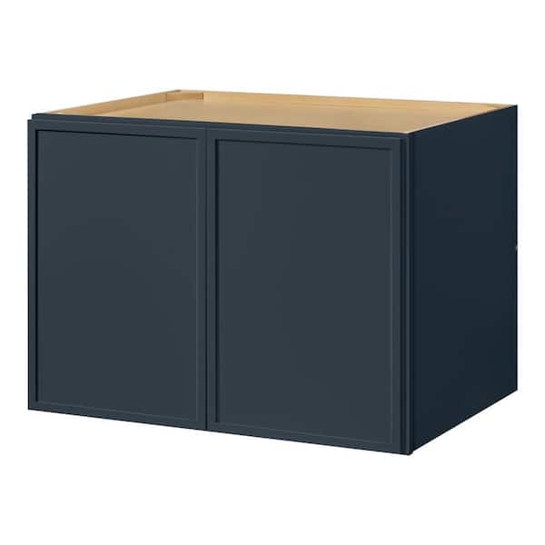 Leyton 33 in. W x 24 in. D x 24 in. H Ready to Assemble Plywood Slim Shaker Wall Bridge Kitchen Cabinet in Ink Blue