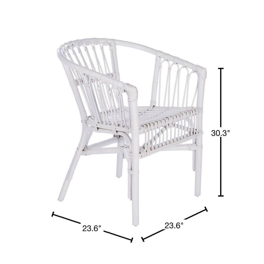 Sustainably Sourced White Rattan Accent Chair Set