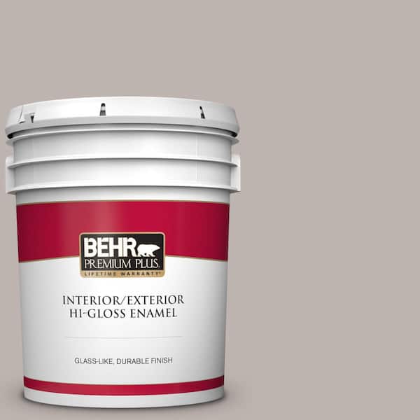 BEHR PREMIUM PLUS 5 gal. #PPU18-12 Graceful Gray Hi-Gloss Enamel Interior/Exterior Paint