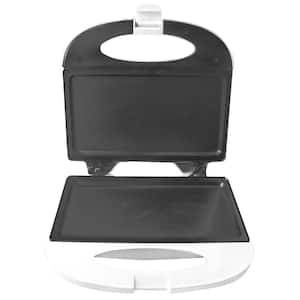 750 W White Flat Grill Sandwich Maker Press with Non-Stick Surface