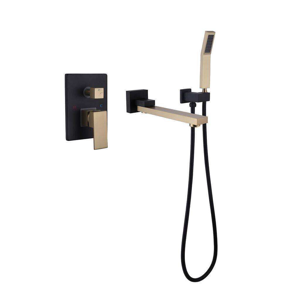 Single-Handle Wall-Mounted Roman Tub Faucet with Hand Shower Brass 3 Hole Bath Tub Fillers in Matte Black & Brushed Gold price history on PriceWatchPro