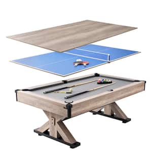 Billiards Table Combo Set, 7 ft. 3-in.-1 Multi Game Table with Dining, Pool, and Tennis Table