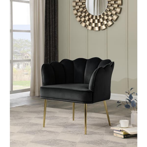 Best Master Furniture Jackie Black Velvet Accent Chair with Gold Legs