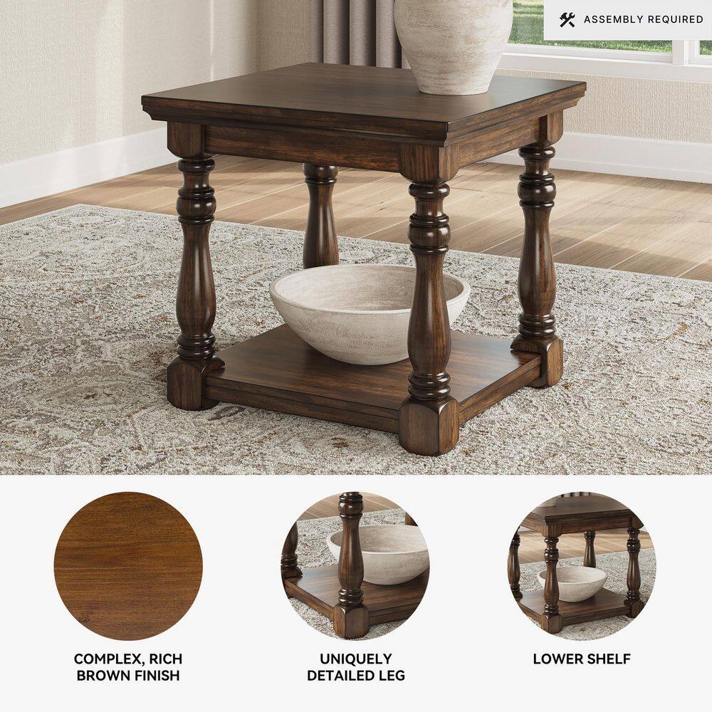 Sturlayne 26 in. Brown Rectangle MDF End Table with Shelf Storage - thumbnail 6