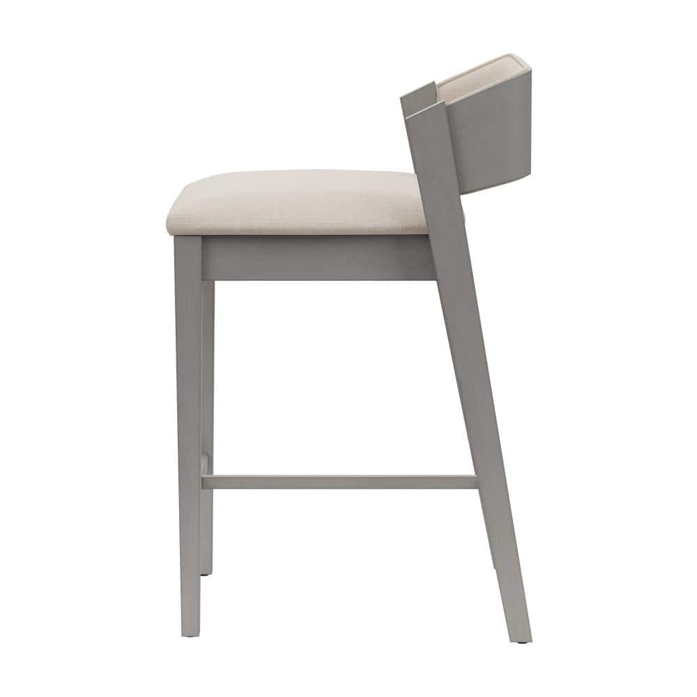 Distressed Gray Wood Saddle Style Counter Stool