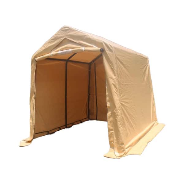 7 ft. W x 12 ft. D x 7.5 ft. H Sand Outdoor Portable Gazebo Storage Shelter with 2 Roll up Zipper Doors & Vents Carport