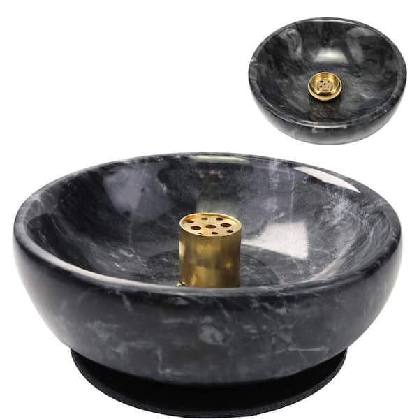 Afoxsos Black Marble Incense Holder with Stick and Backflow - Handmade for Smudging and Decoration