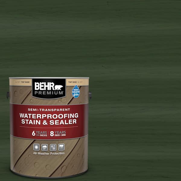 BEHR PREMIUM 5 gal. #ST-126 Woodland Green Semi-Transparent Waterproofing  Exterior Wood Stain and Sealer 507705 - The Home Depot