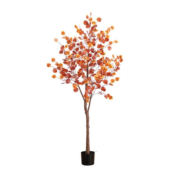 Nearly Natural 6 ft. Pre-Lit Eucalyptus Artificial Tree with 300 Warm White LED Lights