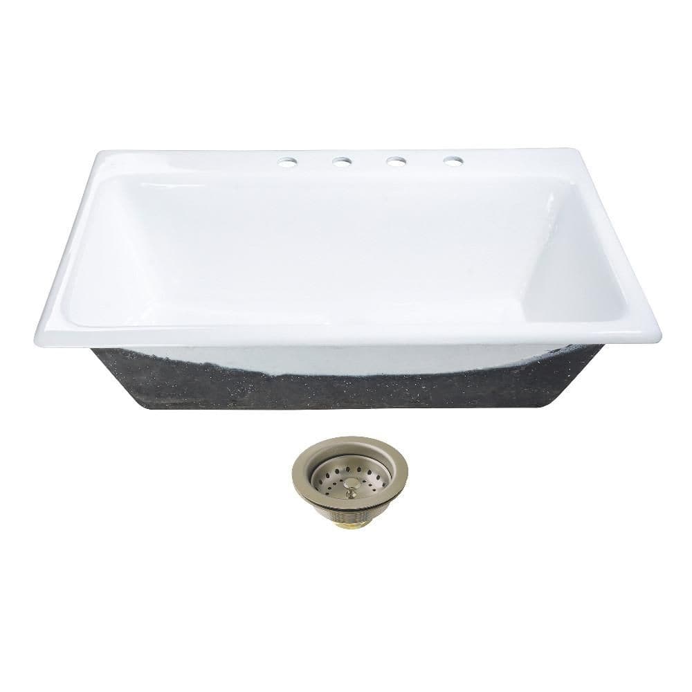 Towne 36 in. Drop-In Single Cast Iron Kitchen Sink with Basket Strainer price history on PriceWatchPro