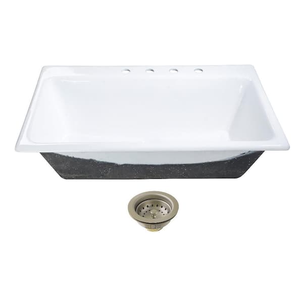 Towne 36 in. Drop-In Single Cast Iron Kitchen Sink with Basket Strainer