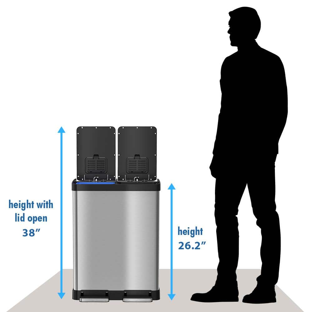 16 Gallon Stainless Steel Dual Step Kitchen Trash Can