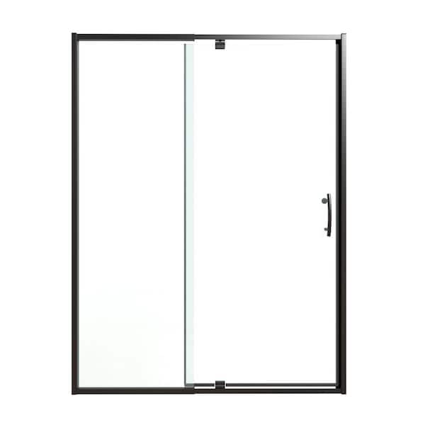 50-54 in. W x 71 in. H Pivot Swing Framed Shower Door in Matte Black with Clear SGCC Tempered Glass