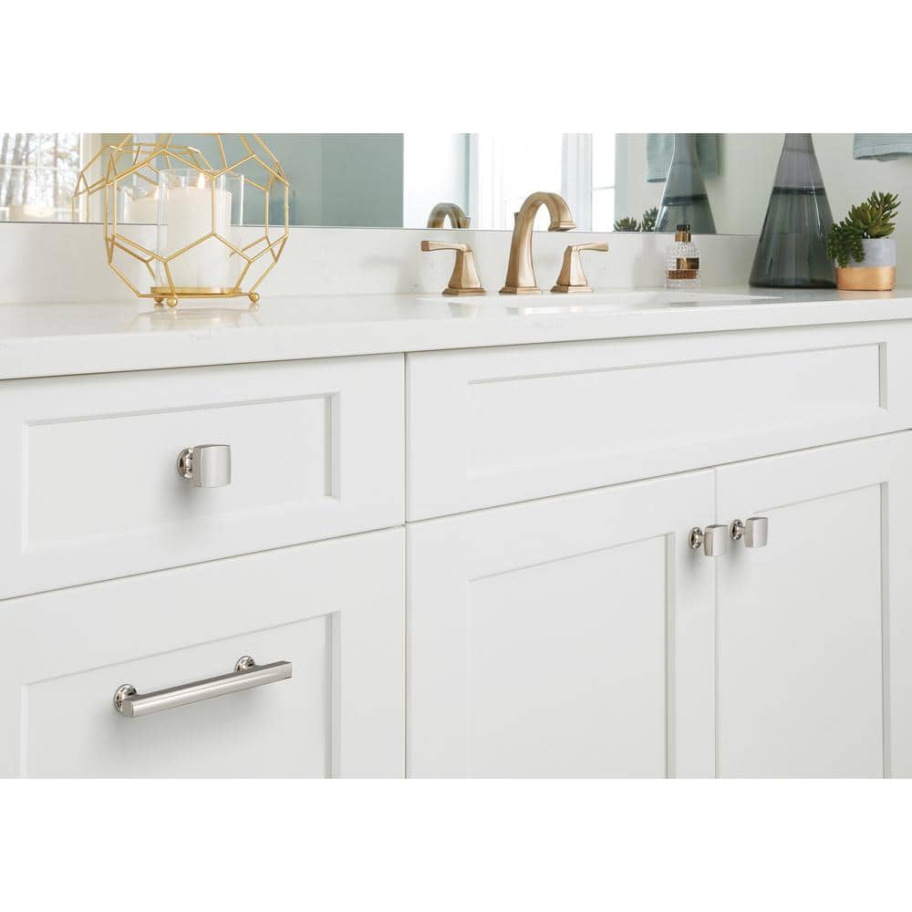 Polished Nickel Square Cabinet Knob with Mounting Hardware