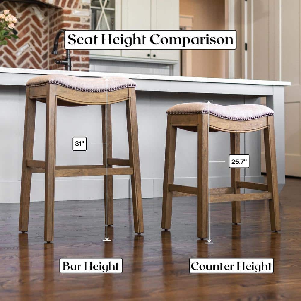 Adrien Brown Backless Saddle Wood Counter Stool